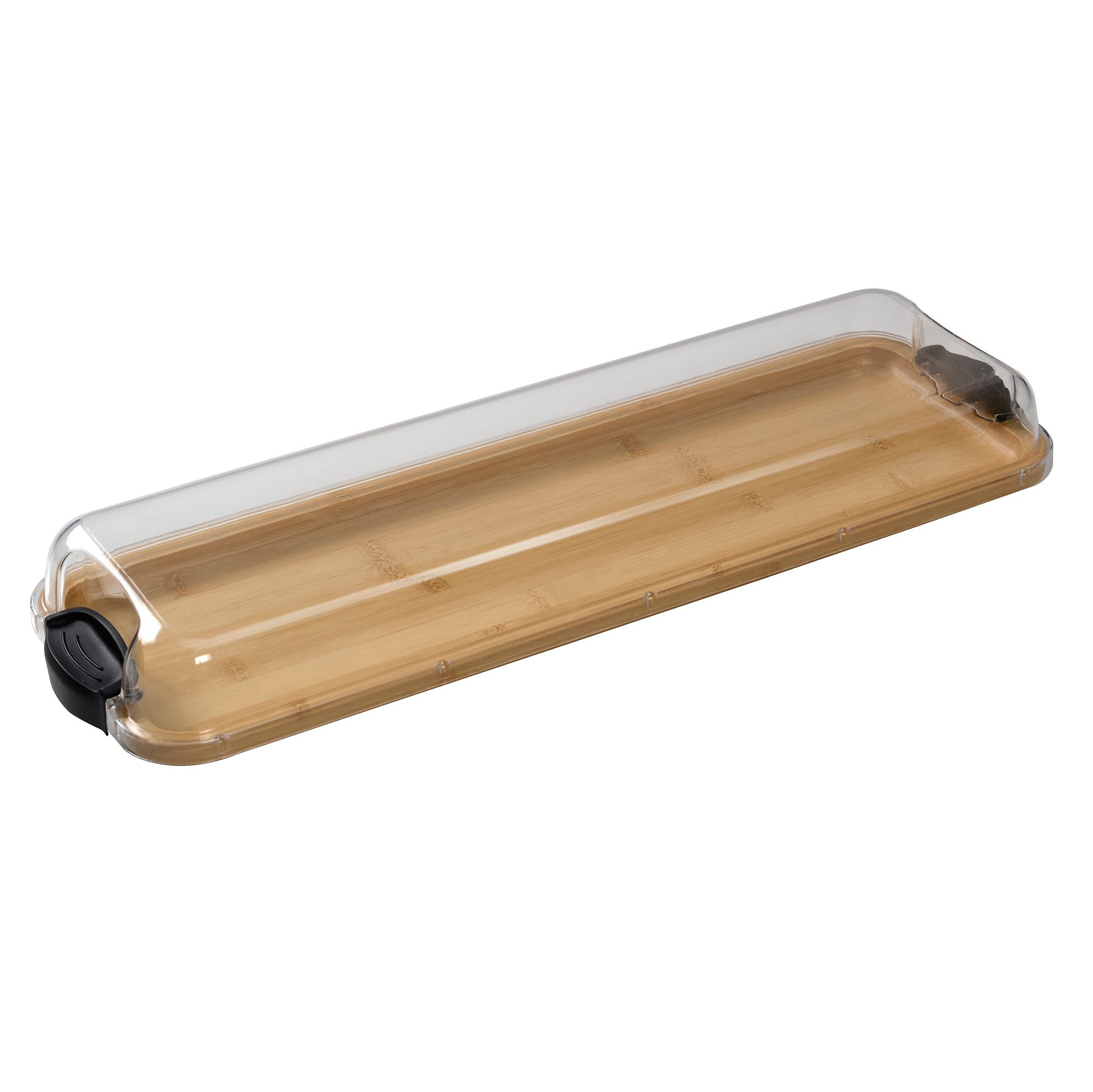 Farberware Rectangular Build-a-Board Cutting Board with Single Compartment and Clear Locking Lid for Charcuterie, Snacks, and More - Make it. Take it. Enjoy it, 7x22 Inch, Bamboo
