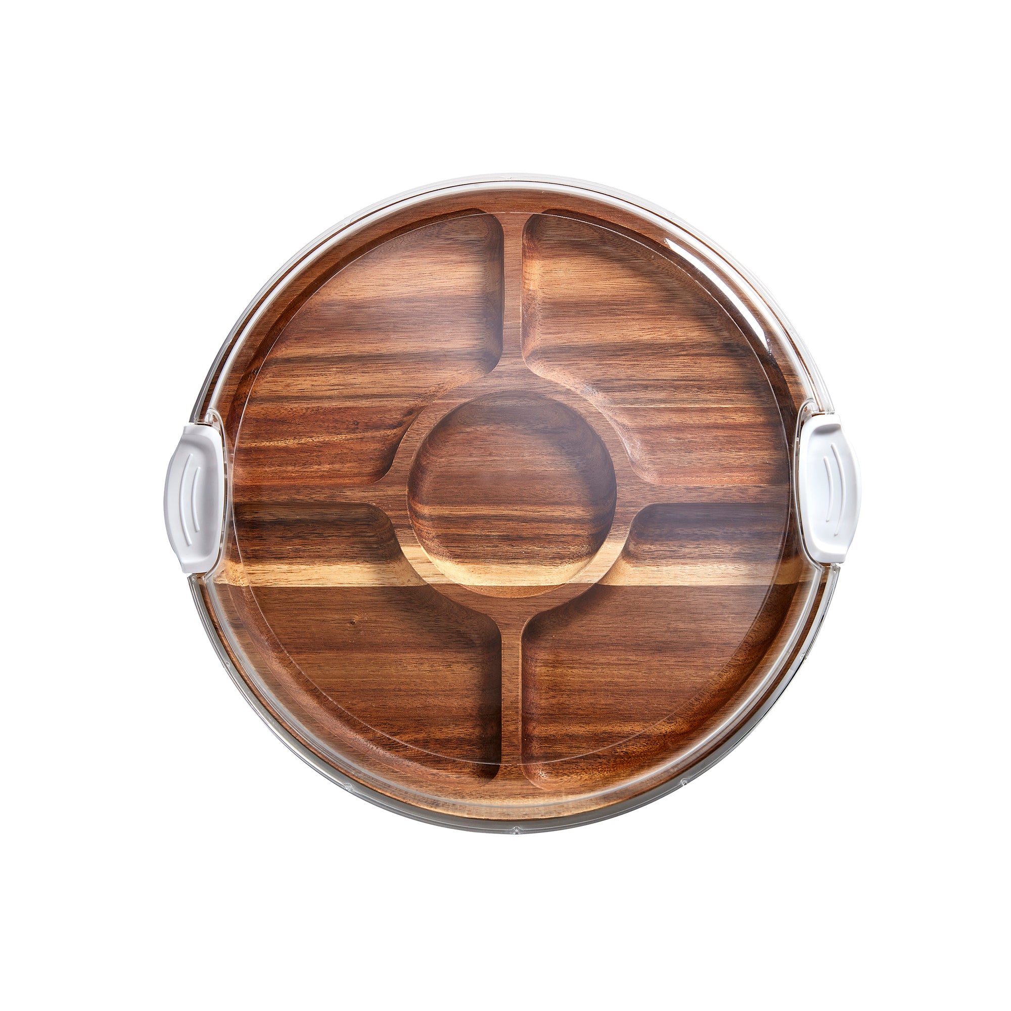 Build-a-Board Acacia Cutting Board with Lazy Susan Turntable, 14″ Round
