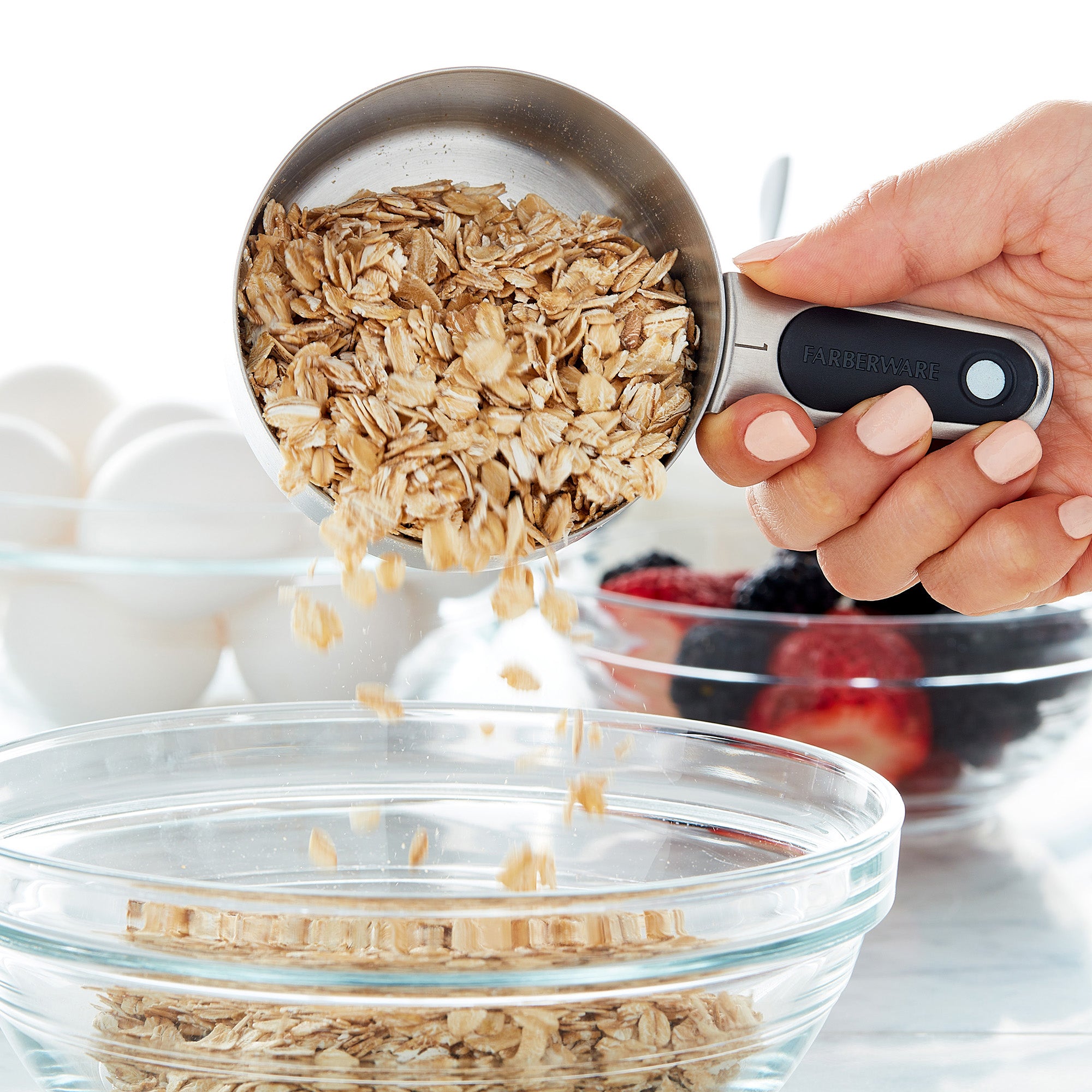 Farberware Professional Set of 5 Stainless Steel Measuring Cups, Precision and Ease in Every Scoop, Features Magnetic Handles for Easy Storage, Dishwasher Safe