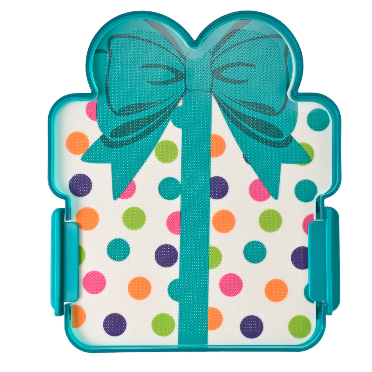 Snacklebox 8-Inch Polka Dot Present with Cutting Board Lid