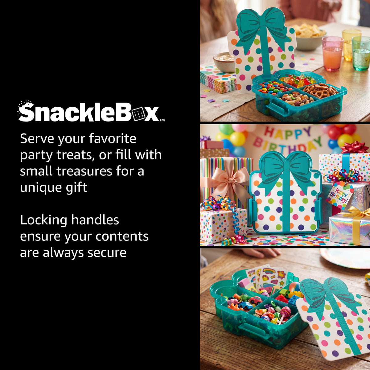 Snacklebox 8-Inch Polka Dot Present with Cutting Board Lid