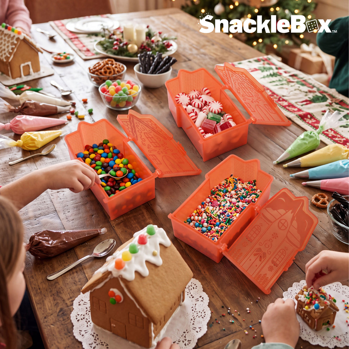 Snacklebox 3-Piece Mini Gingerbread Village Snack Containers