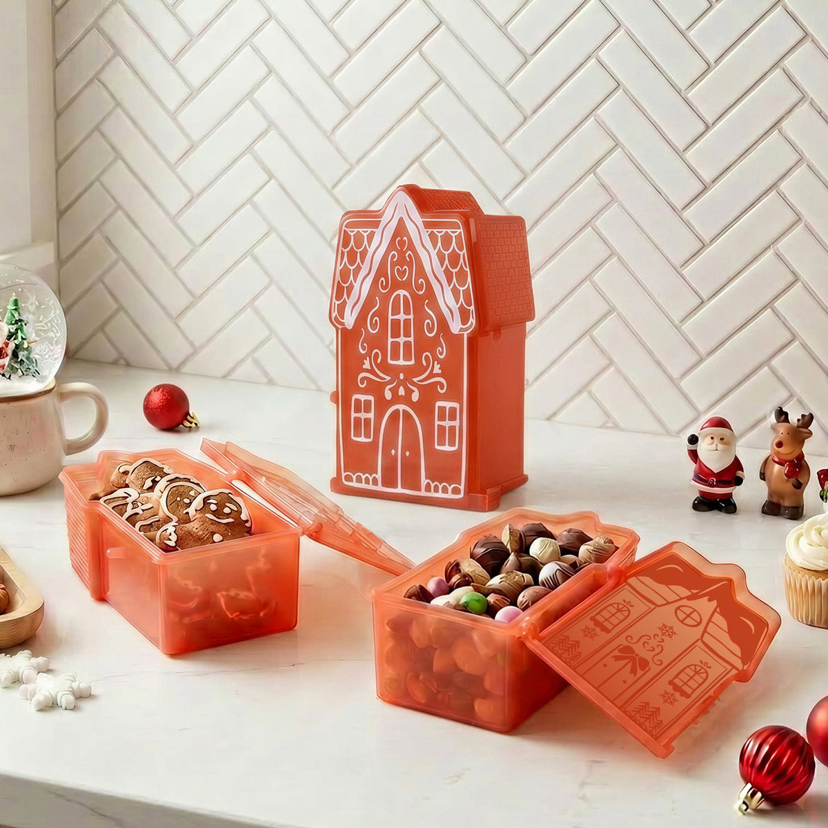 Snacklebox 3-Piece Mini Gingerbread Village Snack Containers
