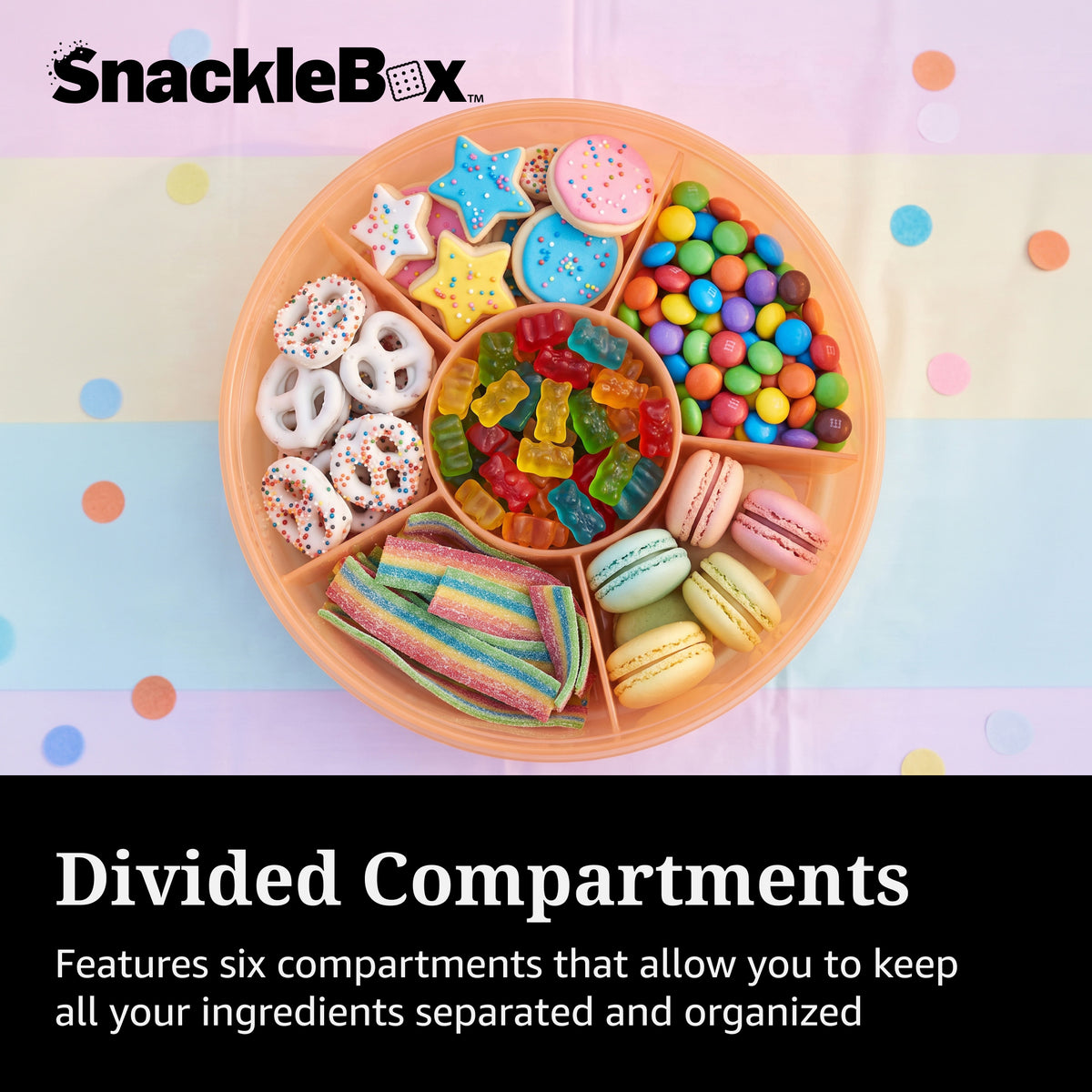 Snacklebox 8-Inch Donut Snack Box with Cutting Board Lid