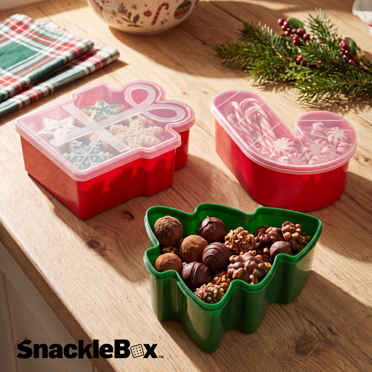 Snacklebox 3-Piece Mini Christmas Snack Containers