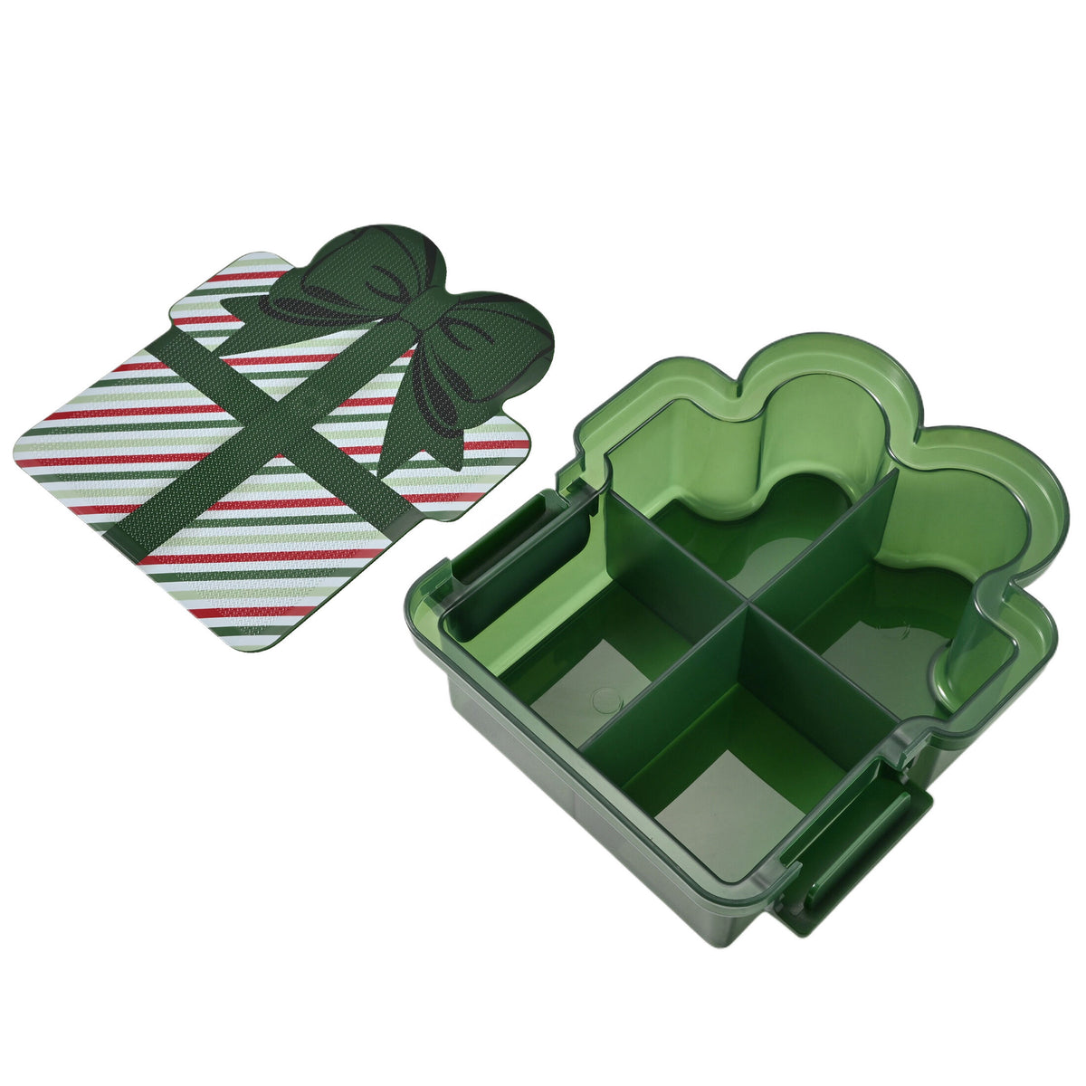 Snacklebox 8-Inch Holiday Stripe Present with Cutting Board Lid