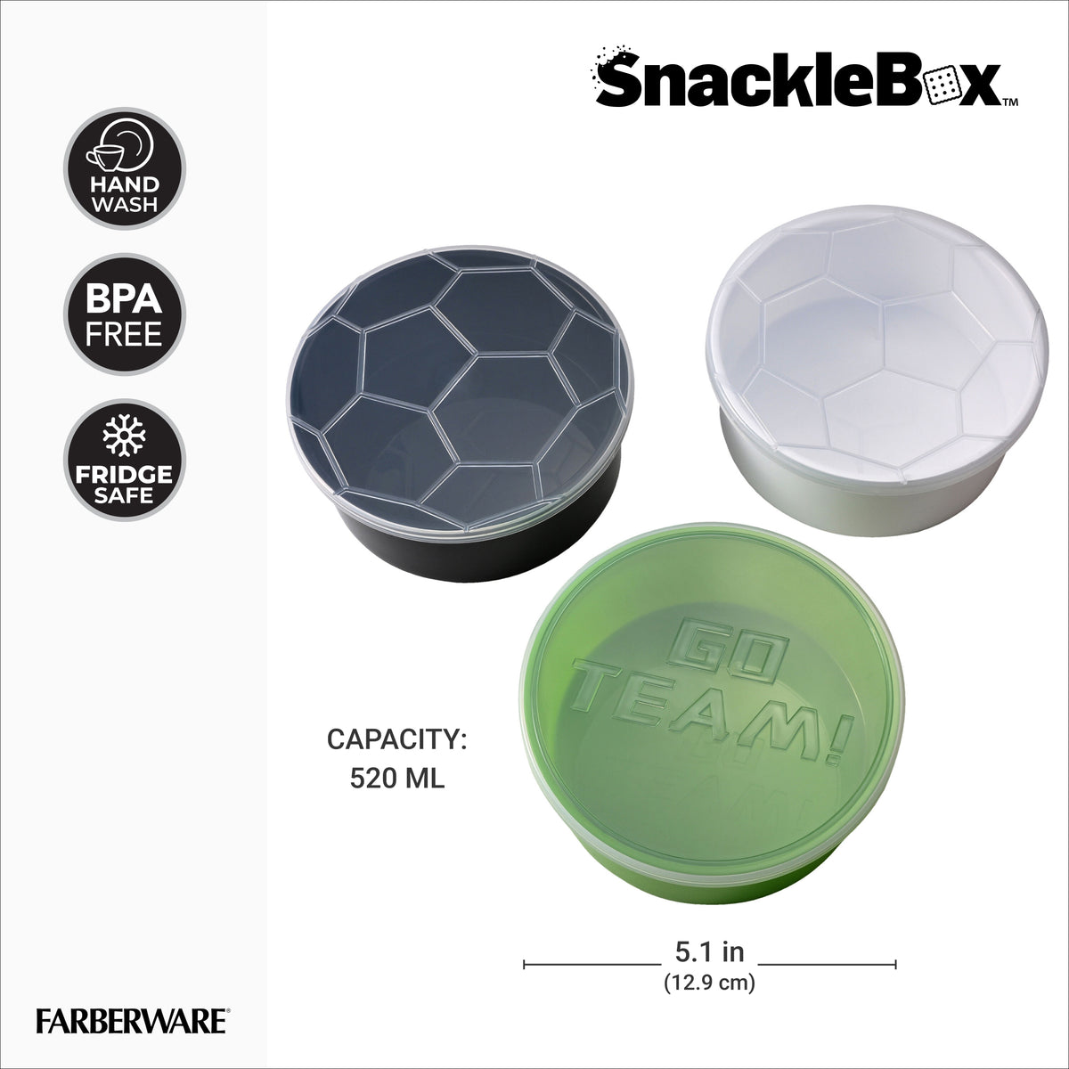 Snacklebox 3-Piece Mini Soccer Snack Containers
