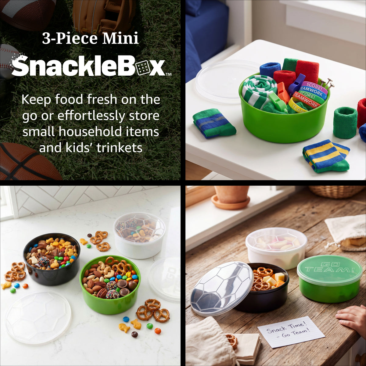 Snacklebox 3-Piece Mini Soccer Snack Containers