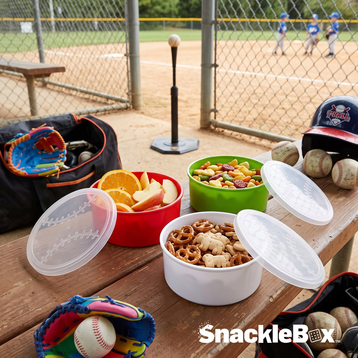 Snacklebox 3-Piece Mini Baseball Snack Containers