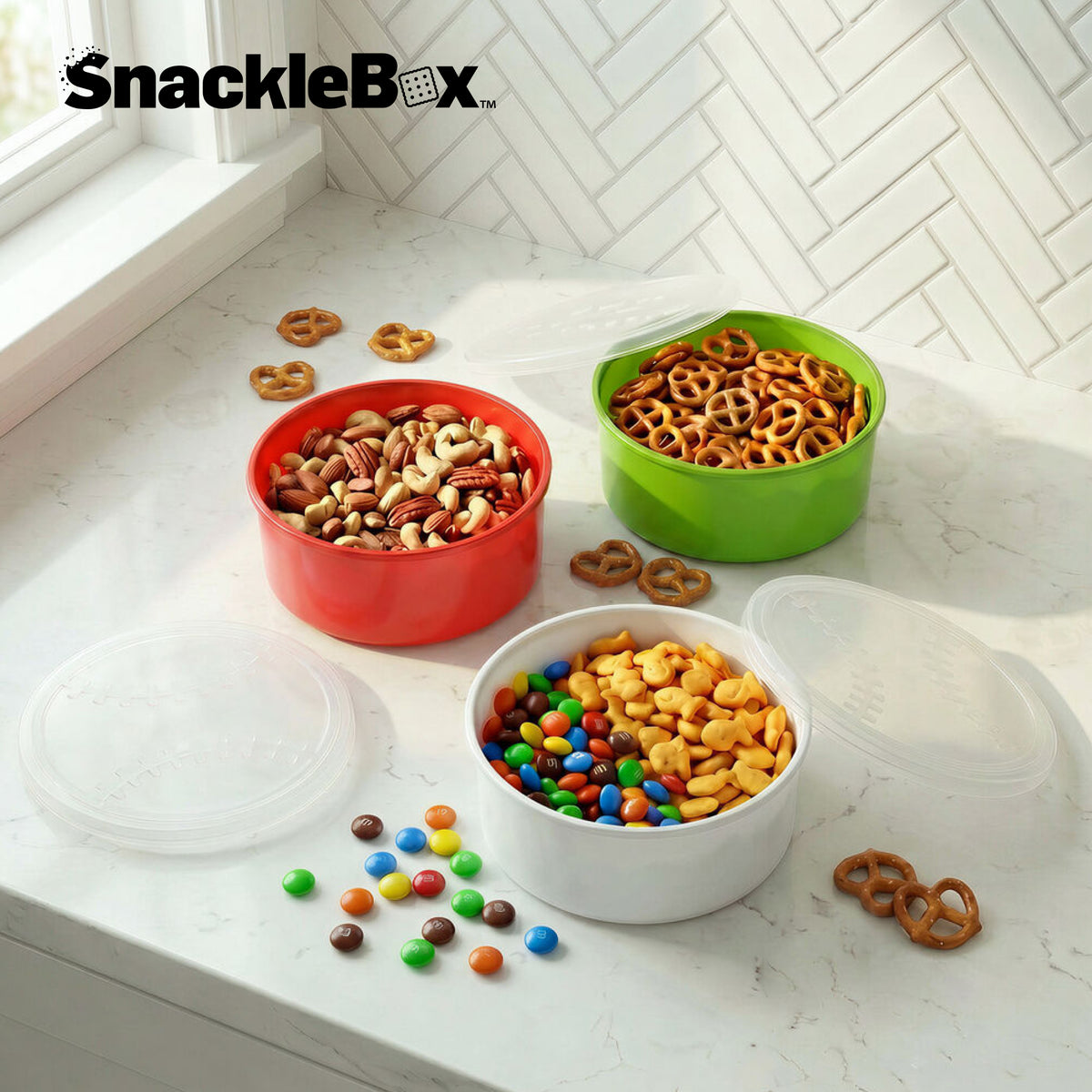 Snacklebox 3-Piece Mini Baseball Snack Containers