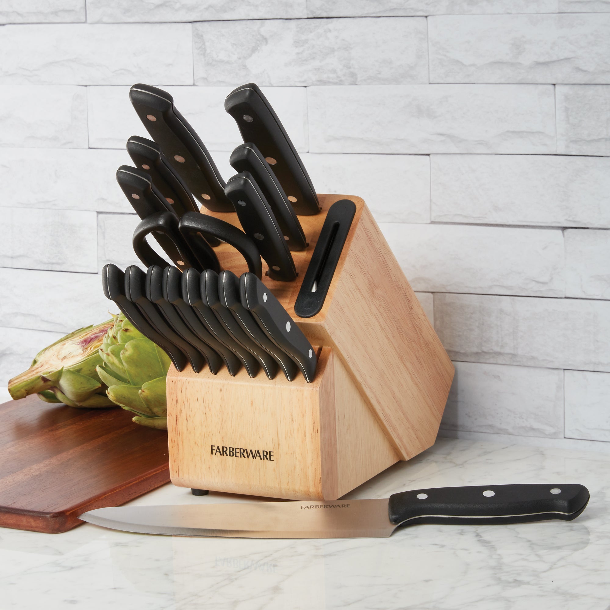 Edgekeeper Triple Riveted Knife Set with Block, 16-Piece