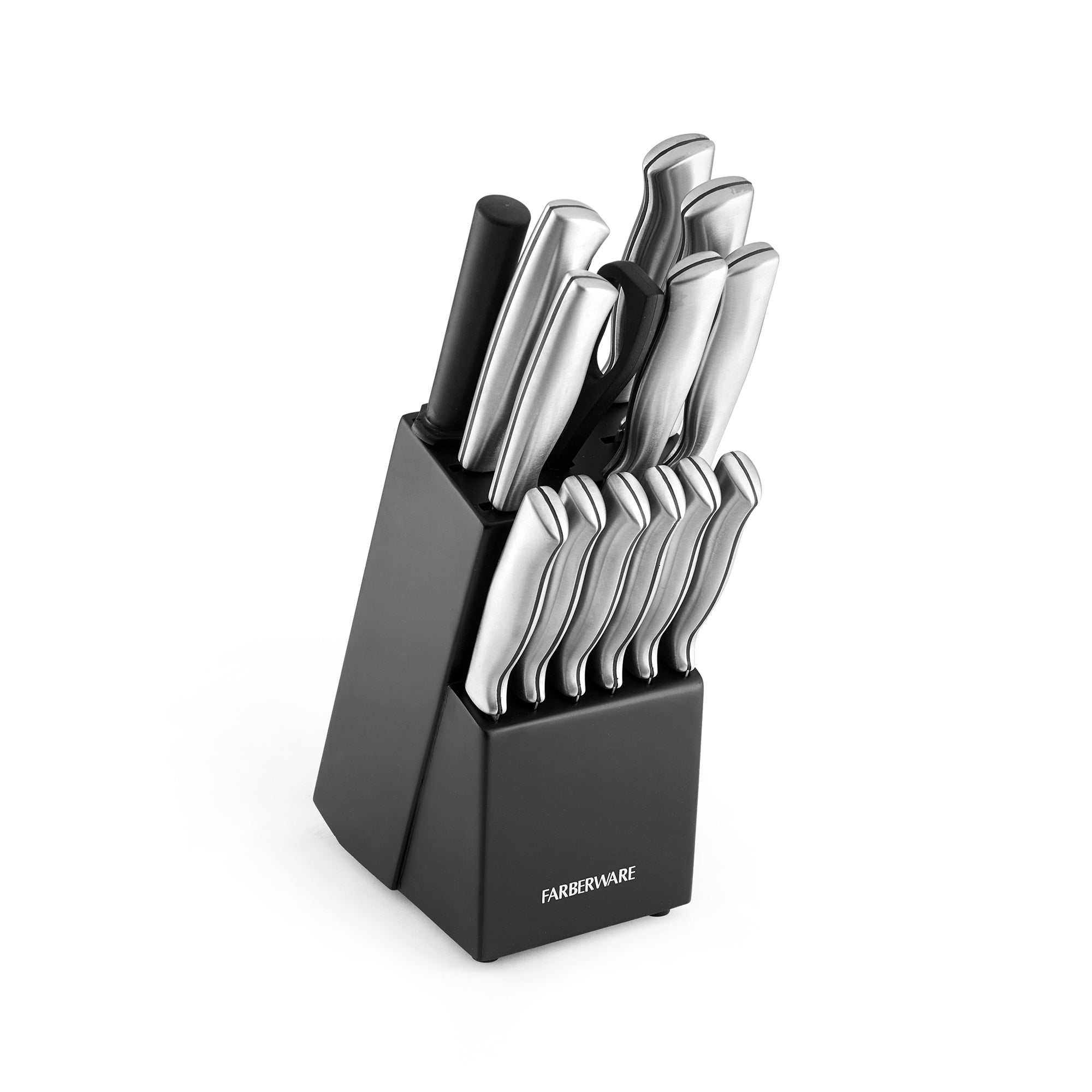 Stainless Steel Knife Set with Black Block, 15-Piece Set